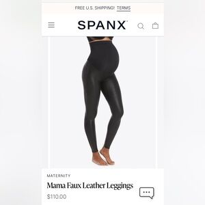 Spanx maternity faux leather leggings size M